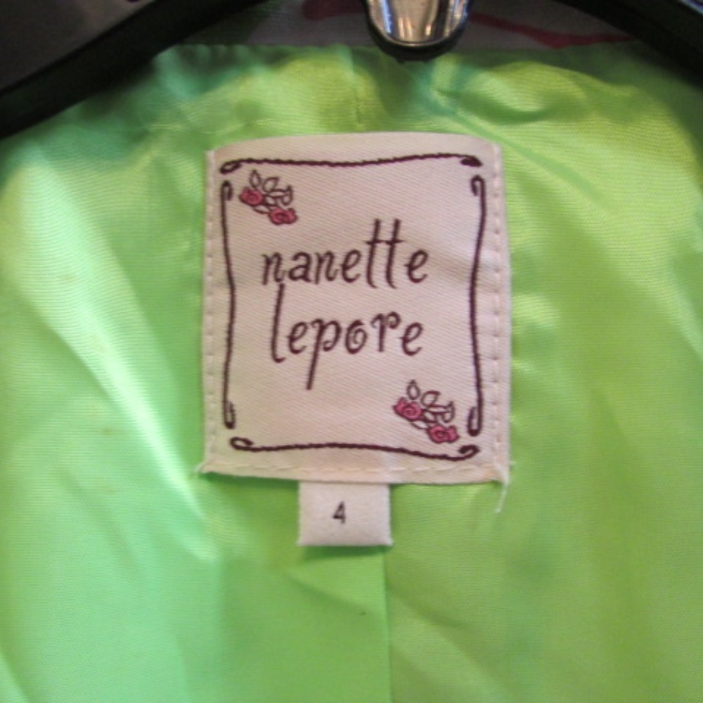 new NANETTE LAPORE floral green/pink crop front buttons Blazer Sz 4 - Picture 6 of 14